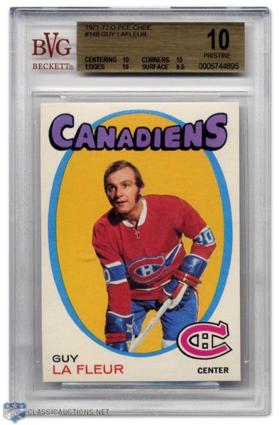 Guy Lafleur 1971-72 OPC Rookie Card Graded BVG 10