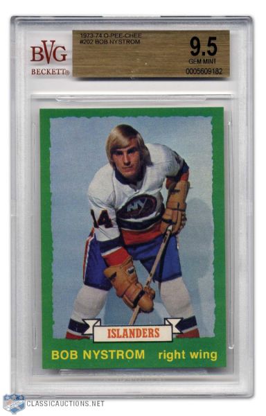 Bob Nystrom 1973-74 O-Pee-Chee Rookie Card Graded BVG 9.5