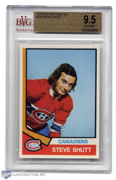 Steve Shutt 1974-75 O-Pee-Chee Rookie Card Graded BVG 9.5