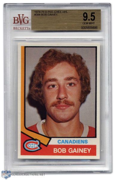 Bob Gainey 1974-75 O-Pee-Chee Rookie Card Graded BVG 9.5