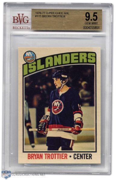 Bryan Trottier 1976-77 O-Pee-Chee Rookie Card Graded BVG 9.5