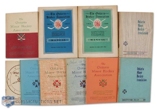 Collection of 10 Old Ontario Hockey Association Guides