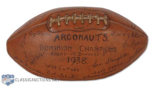 1938 Toronto Argonauts Autographed Grey Cup Game Ball
