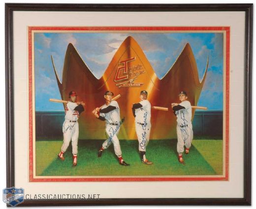 Baseball Triple Crown Club Signed Frame, Including Williams, Mantle, Robinson and Yastrzemski