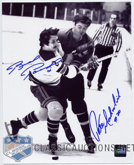 Pete Mahovlich & Brad Park DUAL Autographed BODYCHECK Action 8x10 Photograph