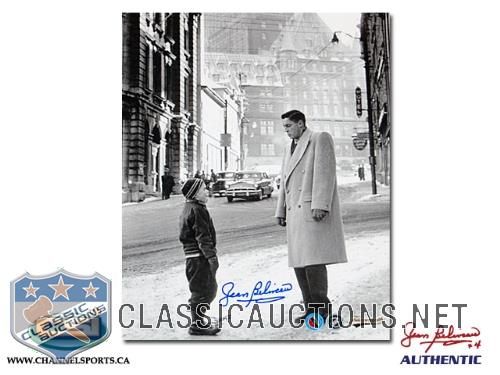 Jean Beliveau Autographed 8x10 Photograph Standing With A Fan In Quebec