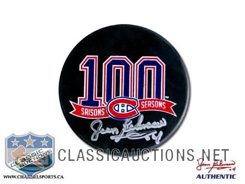 Jean Beliveau Autographed Montreal Canadiens 100th Anniversary Puck