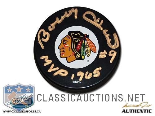 Bobby Hull Autographed Chicago Black Hawks 1965 MVP Limited Edition Puck