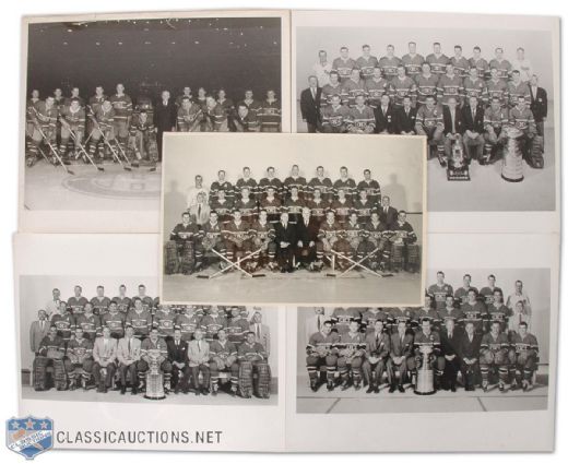 1950s Montreal Canadiens Team Photo Collection of 5