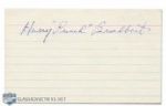 Harry "Punch" Broadbent Autographed Index Card