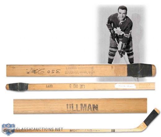Norm Ullmans 1968-69 Milestone 350th Goal Game Used Stick