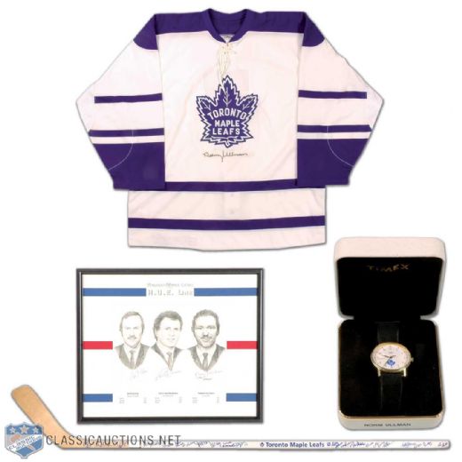 Norm Ullmans Toronto Maple Leafs Memorabilia Collection of 4