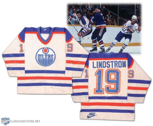 Willy Lindstroms 1984 Edmonton Oilers Stanley Cup Finals Game Worn Jersey