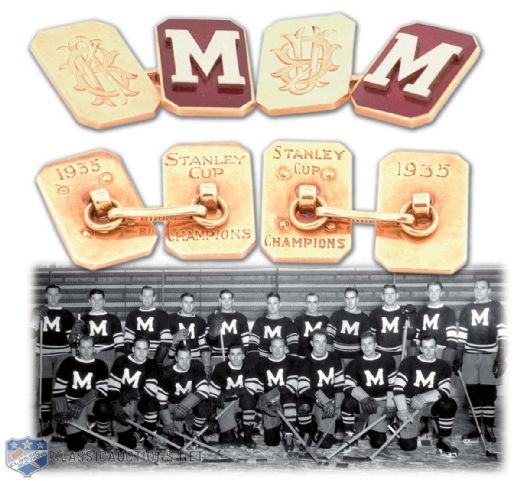 Russ Blincos 1934-35 Montreal Maroons Stanley Championship Cufflinks