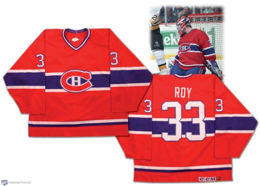 1990-91 Patrick Roy Montreal Canadiens Game Worn Jersey - Photo Matched