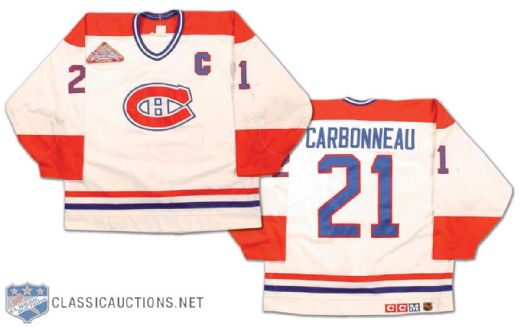 1992-93 Guy Carbonneau Montreal Canadiens Game Worn Captains Jersey