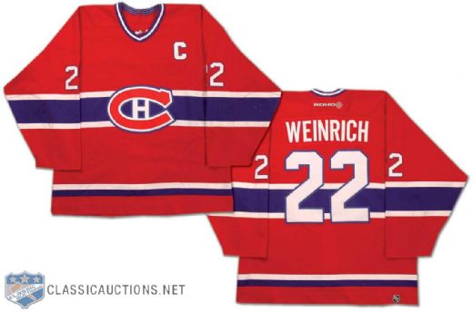 2000-01 Eric Weinrich Montreal Canadiens Game Worn Captains Jersey