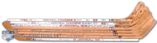 Montreal Canadiens Team Signed Stick Collection of 8