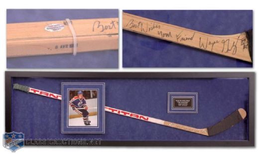 Wayne Gretzky 1986 Signed Game Used Titan Stick in Frame