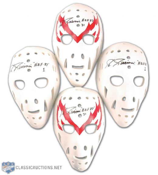 Ed Giacomin Signed Replica Masks Collection of 4