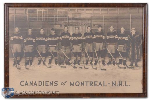 1924-25 Montreal Canadiens Framed Team Photo Featuring Globe Jerseys! (16" x 24")