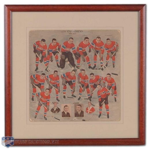1932-33 Montreal Canadiens Team Photo Jigsaw Puzzle - Uncut! (12" Square, Mounted in 18 1/2" Square Frame)