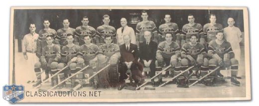 1943-44 Stanley Cup Champions Montreal Canadiens Panoramic Team Photo (8" x 20")