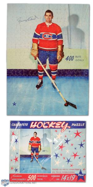 1950s Montreal Canadiens Maurice Richard "400 Goals" Jigsaw Puzzle (19" x 14"), with Original Box