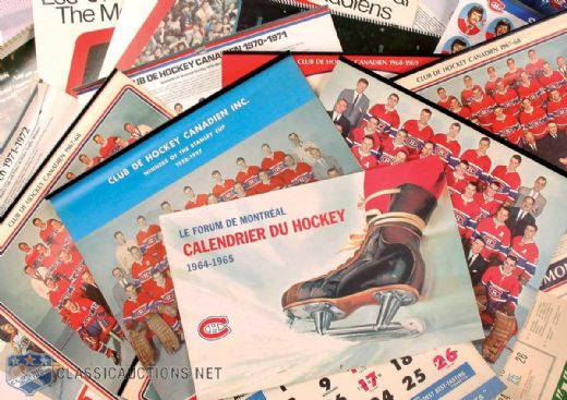 Massive 1950s, 60s, 70s & 80s Montreal Canadiens Calendar Collection of 20