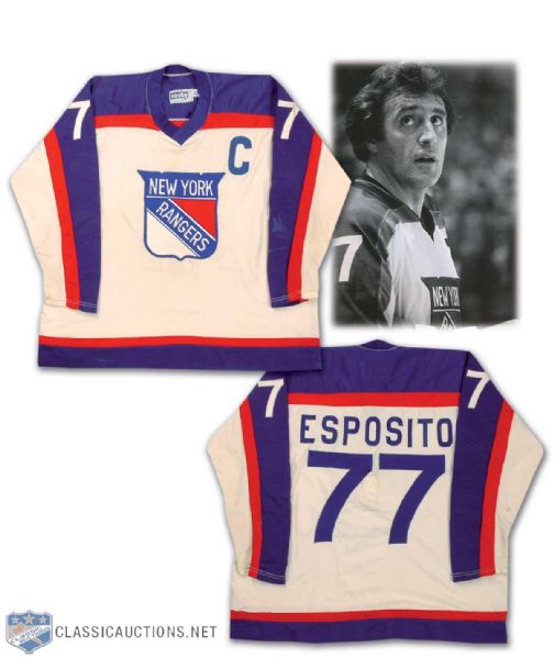1977-78 Phil Esposito New York Rangers Photo Matched Game Worn Jersey - Registered with MeiGray