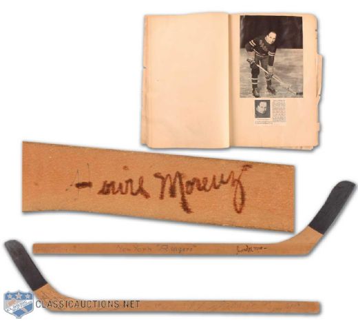 1935-36 NY Rangers Team Signed Mini Stick Featuring Howie Morenz, Lester Patrick, Bill & Bun Cook and Frank Boucher (24")