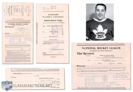 1967-69 Frank Mahovlich Toronto Maple Leafs NHL Contract Signed by Mahovlich, Imlach & Campbell