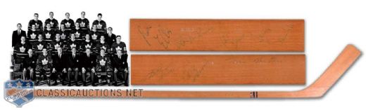 1964-65 Toronto Maple Leafs Team Signed Stick, Including Terry Sawchuk and Tim Horton