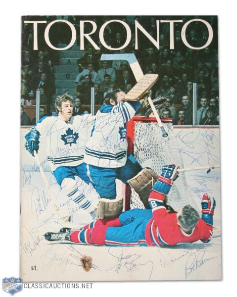 1970-71 Toronto Maple Leafs Team Signed Yearbook w/ Jacques Plante