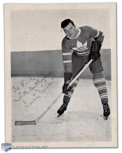Vintage Signed Gordie Drillon Toronto Maple Leafs Photo