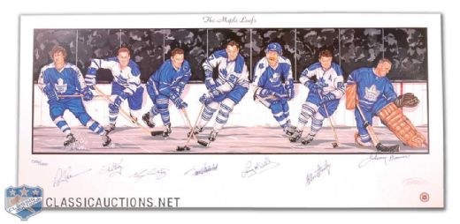 Maple Leafs Limited Edition Lithograph Autographed by 7 HOFers