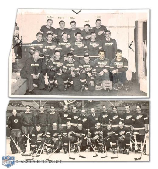 1933 and 1940 Detroit Red Wings Team Photo Collection of 2