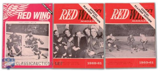 1961 & 1966 Detroit Red Wings Stanley Cup Finals Program Collection of 3