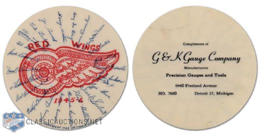 1945-46 J.D. McCarthy Detroit Red Wings Promotional Disc with Facsimile Autographs