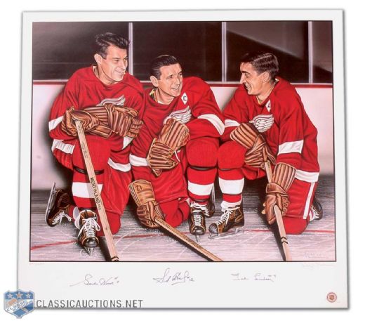 Wings Production Line Lithograph Autographed by Howe, Abel & Lindsay (27"x 29")