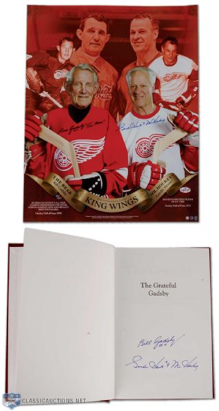 Gordie Howe & Bill Gadsby Autographed Book & Poster Two longtime friends and fellow hockey