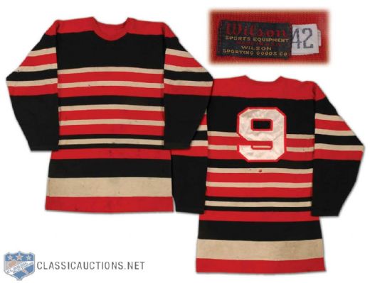 Late-1940s Kansas City Pla-Mors #9 Game Worn Wool Sweater