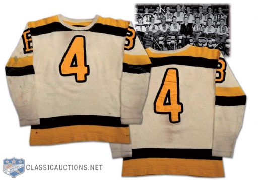 1940-45 Herb Cain Boston Bruins Game Worn Wool Sweater
