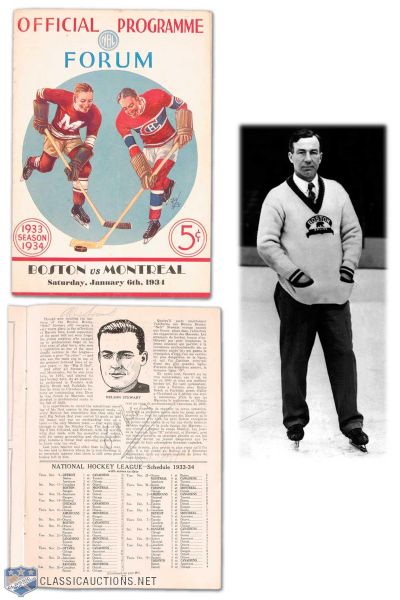 1934 Montreal Forum Program Signed by Art Ross, Dit Clapper & Alex Smith