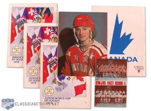 Wayne Gretzky 1978 Junior World Championships Collection of 7 - Featuring  Vintage Signed Photo!