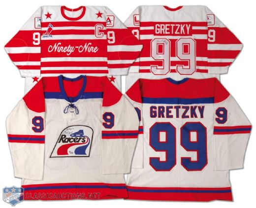 Wayne Gretzky Autographed Indianapolis Racers & Ninety-Nine Tour Jersey Collection of 2