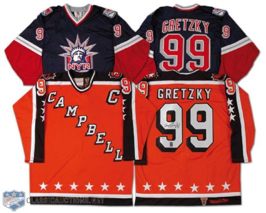 Wayne Gretzky New York Rangers and NHL All-Star Jersey Collection of 2