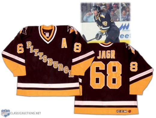 1995-96 Jaromir Jagr Pittsburgh Penguins Game Worn Jersey - Photo Matched!