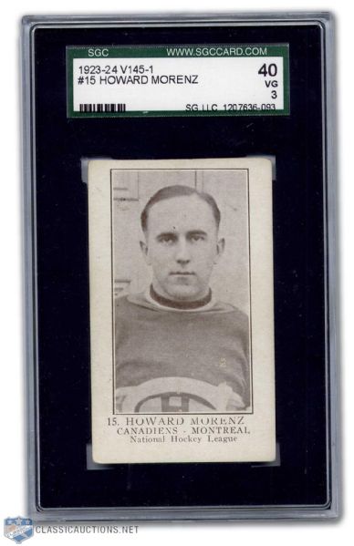 1923-24 V145-1 William Patterson Howie Morenz Rookie Card Graded VG