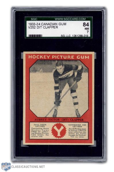 1933-34 Canadian Chewing Gum Dit Clapper RC Graded SGC NM 7